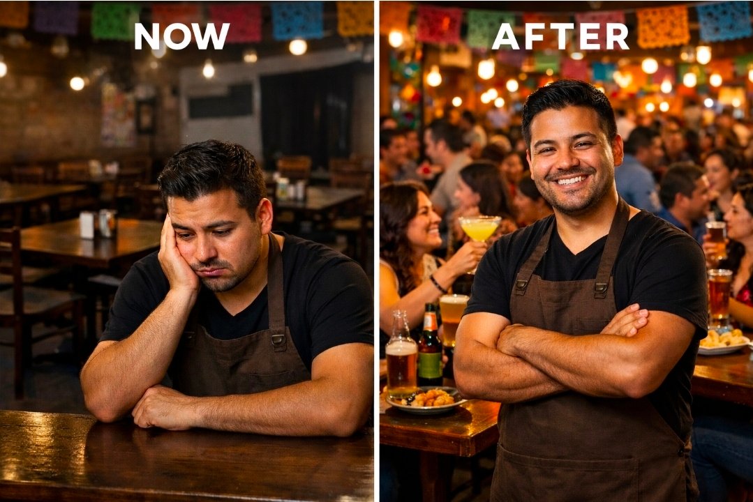 Man before and after success