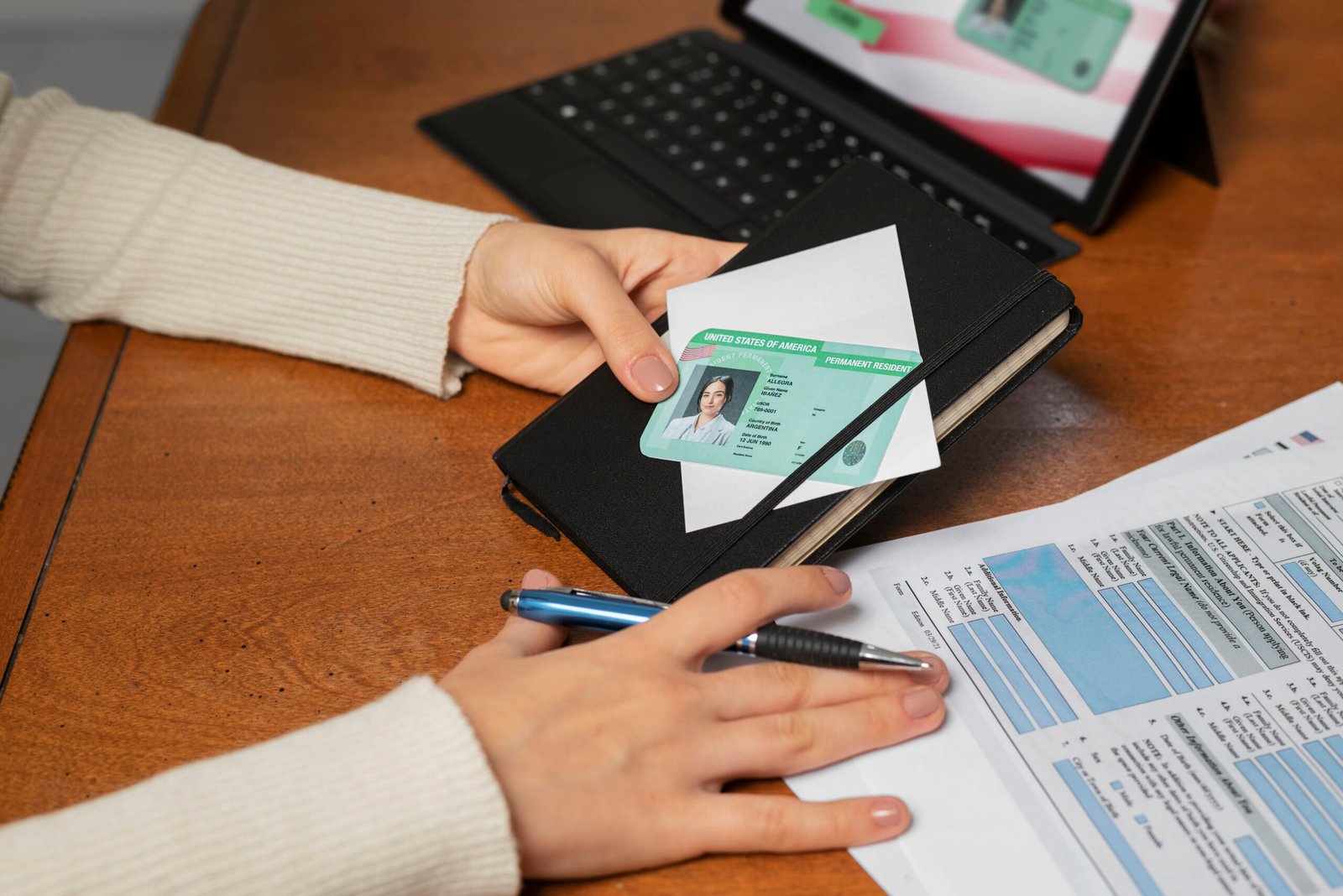 Top view green card application scaled