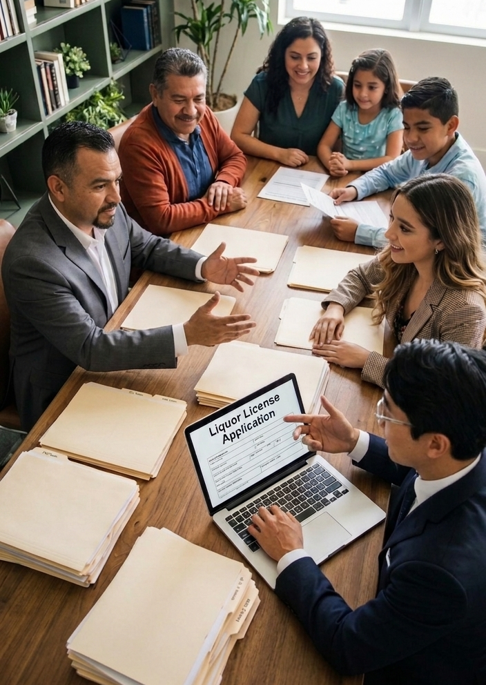 A diverse office meeting professionally